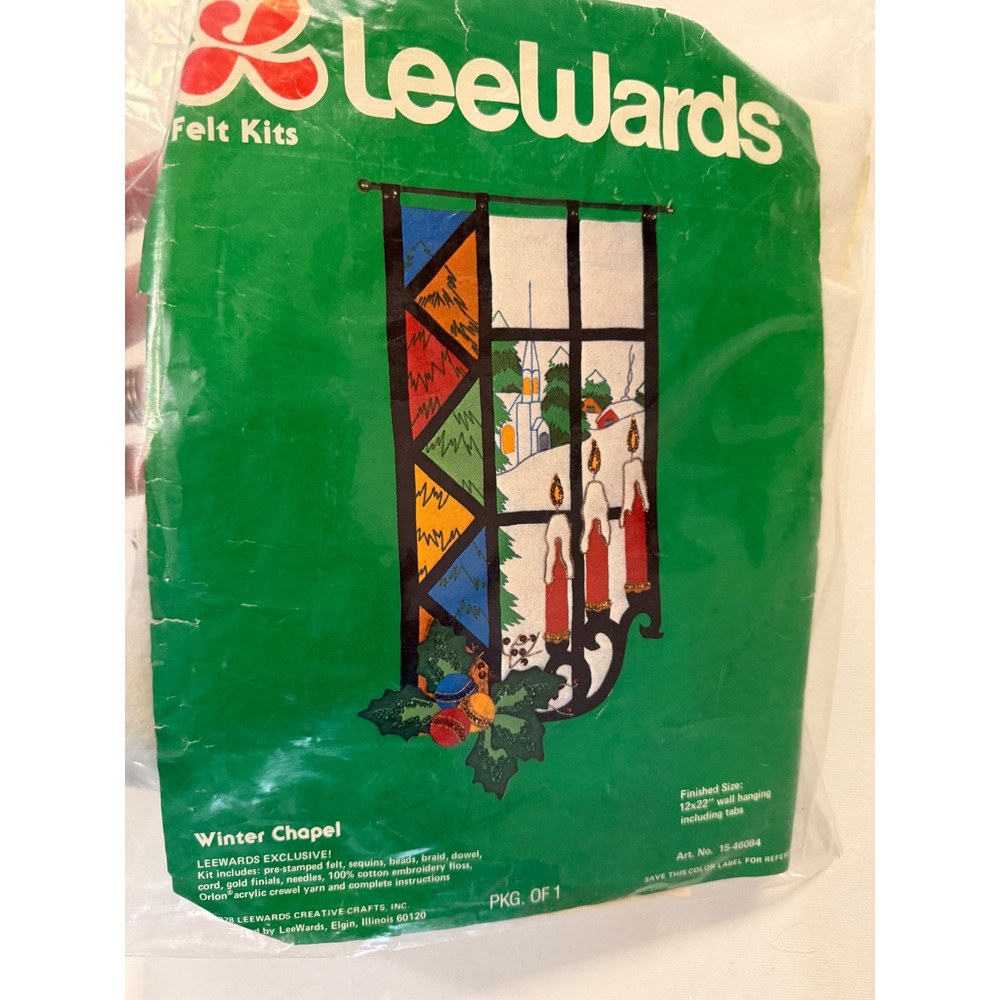 Vintage 1978 LeeWards Winter Chapel Felt Wall Hanging Kit 15-46084 Christmas DIY